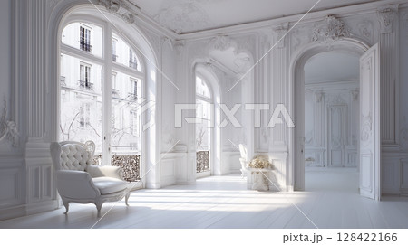 白いインテリア、パリスタイル 128422166