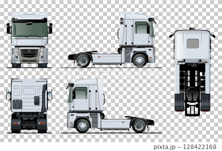 Vector semi-truck template isolated on white 128422168