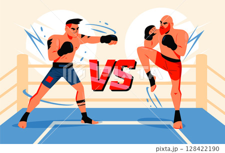 Mixed Martial Arts Fight Cartoon template 128422190