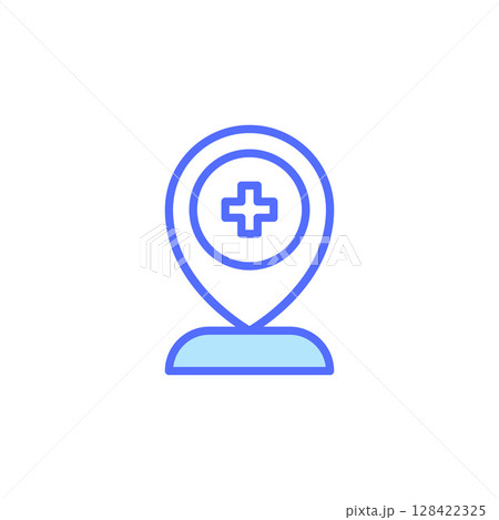 Medical Location Pointer Icon Indicating Healthcare Facilities and Services for Patient Navigation in Digital Applications 128422325