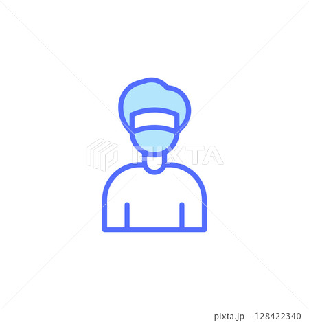 Medical Icon Depicting Professional with Facial Mask Representing Healthcare Services and Patient Care in Modern Medical Environment 128422340