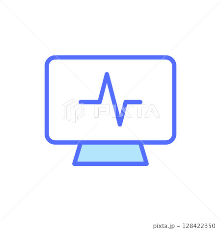 Medical Monitoring System Icon Displaying Heartbeat Data on Computer Screen with Vital Signs Analysis Medical Monitoring System Icon Displaying Heartbeat Data on Computer Screen with Vital Signs Analysis 128422350