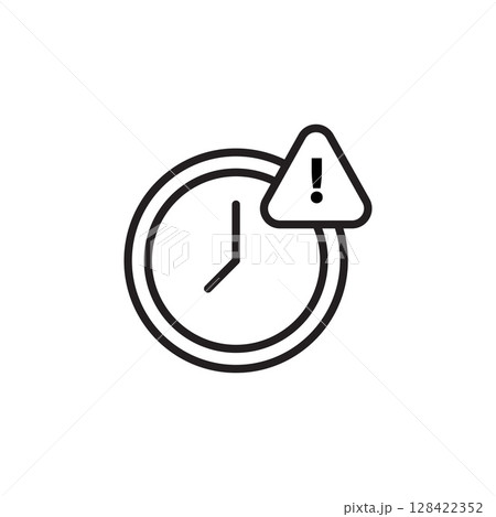 Medical Alert Icon Featuring Clock and Warning Symbol Indicating Time Sensitive Health Notifications or Emergency Response Management 128422352