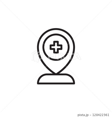 Medical Location Icon Representing Health Services and Assistance in Healthcare Facilities 128422361