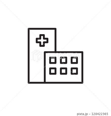 Minimalist Icon Representing Hospital Building and Healthcare Service in a Medical Context Minimalist Icon Representing Hospital Building and Healthcare Service in a Medical Context 128422365