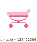 Simple Pink Medical Examination Table Icon for Healthcare Symbols and Patient Treatment in a Modern Facility Setting 128422396