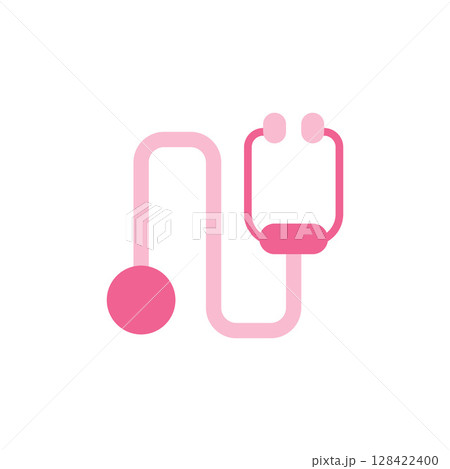 Stylized Medical Icon of a Stethoscope in Soft Pink Colors Representing Healthcare and Wellness Themes Stylized Medical Icon of a Stethoscope in Soft Pink Colors Representing Healthcare and Wellness Themes 128422400