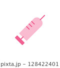 Pink Medical Syringe Icon Representing Vaccination and Health Care in Modern Medical Context 128422401