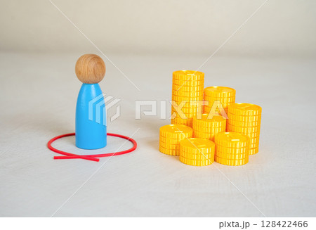 Man is limited by money. Psychological barriers to making big money. Limiting beliefs, emotional relationship with money, or fear of abundance. Reflect inner financial fears, scarcity mindset 128422466