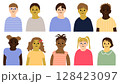 いろんな国の子供たち正面上半身アイコンセット10人 128423097
