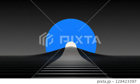 抽象的な階調と円形モチーフの構図 128423397