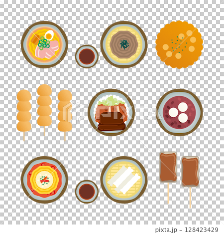 群馬グルメのイラストセット 128423429