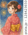 浴衣の少女3　夏祭り　花火大会　夏の思い出　【AI生成画像】 128423650