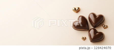 Luxurious Handcrafted Chocolate Hearts for Romantic Indulgence on Special Occasions 128424070