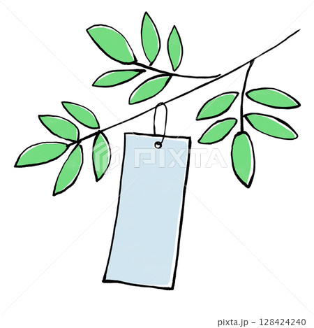 笹の葉と短冊のクローズアップ／Close-up of Bamboo Leaves and Tanza 128424240