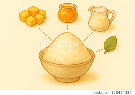 Ingredients and Components of Mango Bingsu 128424339