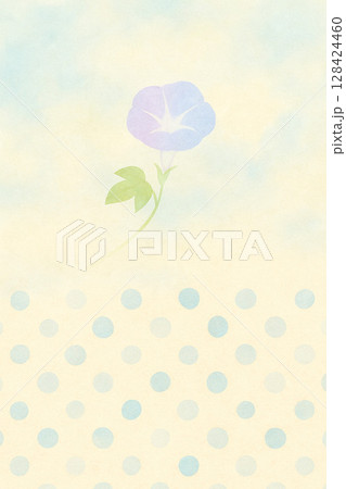 朝顔シリーズ：朝顔と水玉で描く上下分割の夏背景 128424460