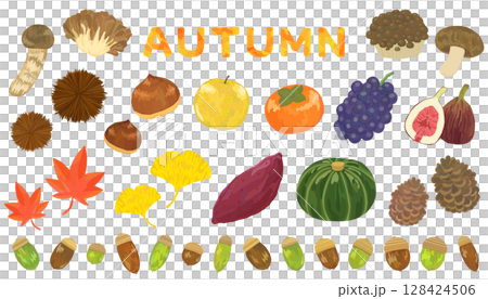 秋のイラストセット ベクター素材 128424506