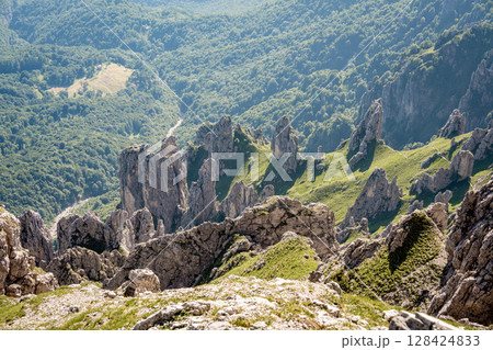 Rugged Alpine Peaks And Verdant Valleys In The Grigna Massif: Scenic Mountain Landscape In Lombardy Region Of Northern Italy Near Lake Como 128424833