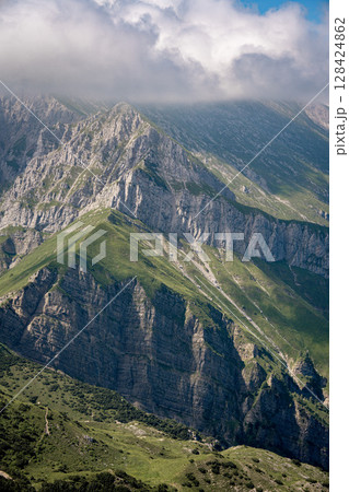 Rugged Alpine Peaks And Verdant Valleys In The Grigna Massif: Scenic Mountain Landscape In Lombardy Region Of Northern Italy Near Lake Como 128424862