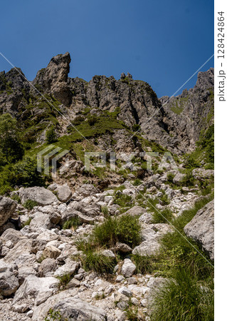 Rugged Alpine Peaks And Verdant Valleys In The Grigna Massif: Scenic Mountain Landscape In Lombardy Region Of Northern Italy Near Lake Como 128424864
