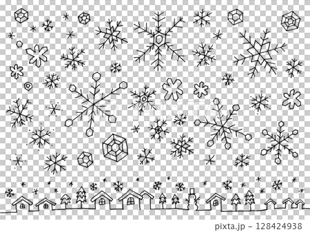 雪花手繪模擬插圖集 雪花手繪模擬插圖集 128424938