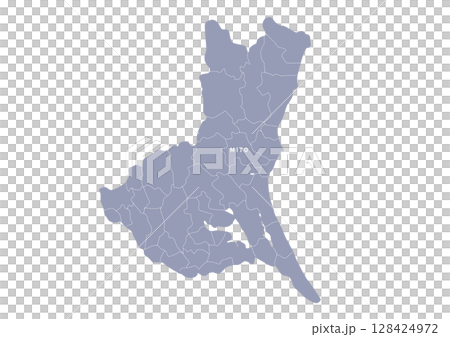 Map of Ibaraki prefecture with administrative divisions in gray Map of Ibaraki prefecture with administrative divisions in gray 128424972