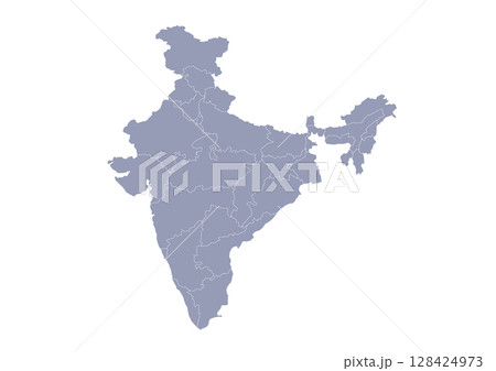 グレー色のインドの地図　（Map of India） 128424973
