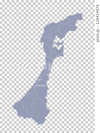 石川縣地圖,行政區劃以灰色顯示 石川縣地圖,行政區劃以灰色顯示 128424974