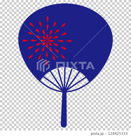 Illustration material: fan, fireworks, blue Illustration material: fan, fireworks, blue 128425153