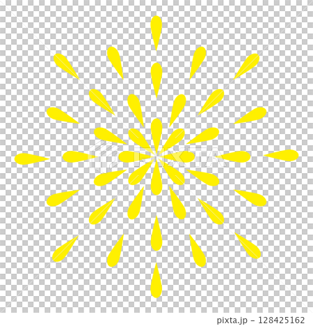 イラスト素材　花火　黄色 128425162