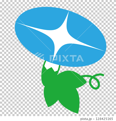 イラスト素材　アサガオ　青 128425165