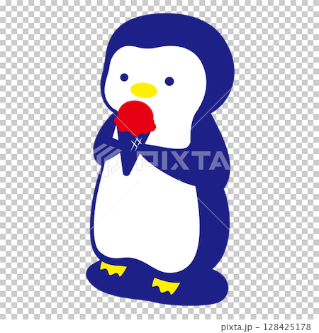 Illustration material: Penguin eating ice cream with shadow Illustration material: Penguin eating ice cream with shadow 128425178