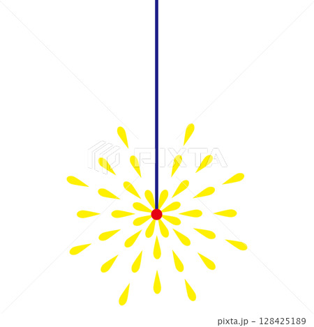 イラスト素材　線香花火　黄色 128425189