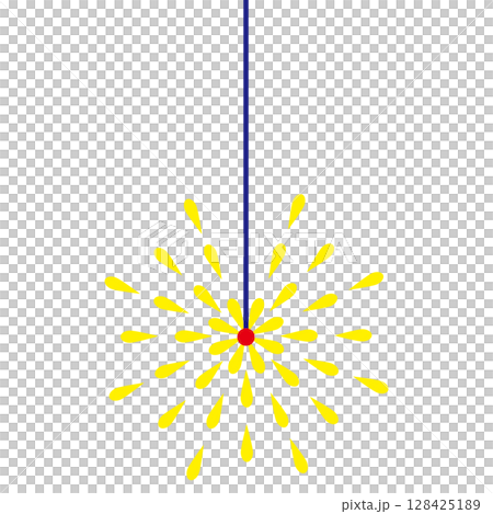 イラスト素材　線香花火　黄色 128425189