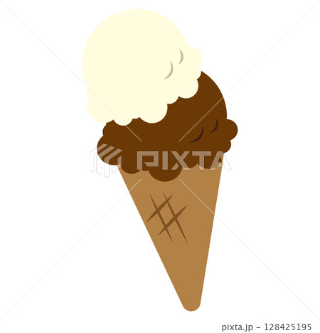 イラスト素材　アイスクリーム　バニラ　チョコ 128425195