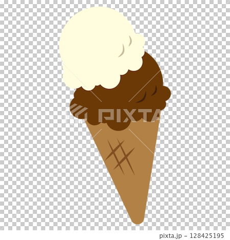 イラスト素材　アイスクリーム　バニラ　チョコ 128425195