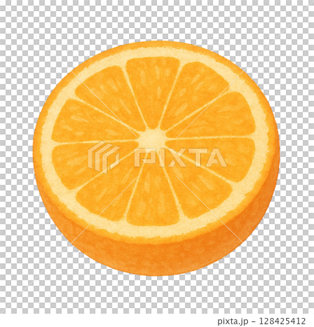 【フルーツ】カットしたオレンジのイラスト 128425412