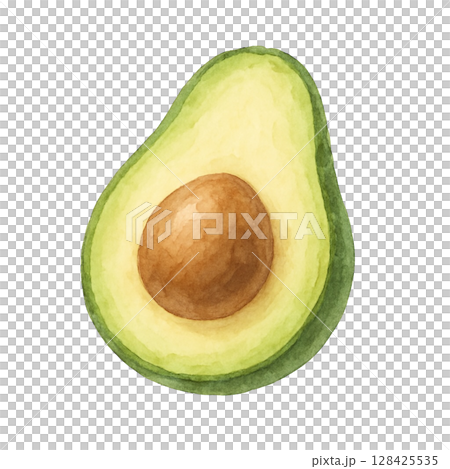 【フルーツ】カットしたアボカドのイラスト 128425535