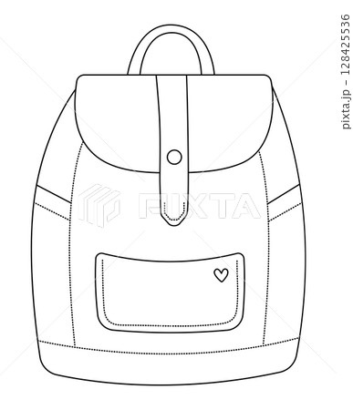 Black line backpack in minimal style, cute vector illustration 128425536