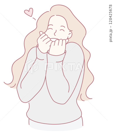 A Joyful Animated Character Featuring a Heart Expression Radiating Happiness and Positive Energy 128425678