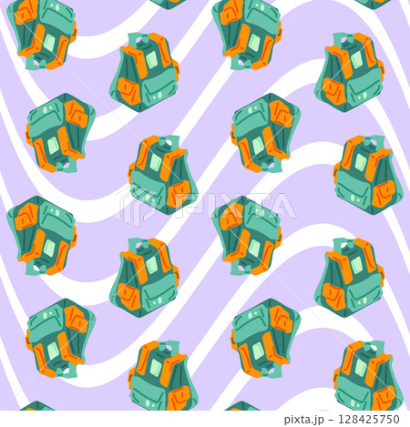 Seamless Travel Backpack Wavy Pattern 128425750