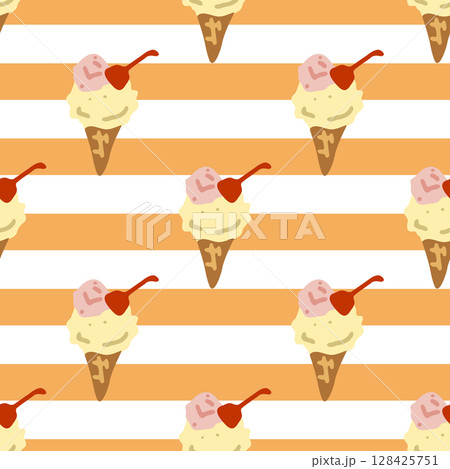 Seamless Ice Cream Stripe Pattern 128425751