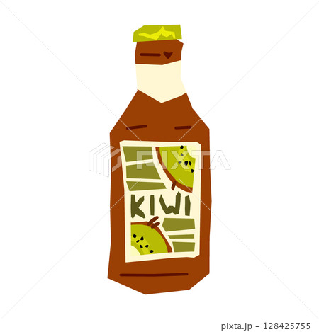 Cartoon Kiwi Drink Bottle Illustration 128425755