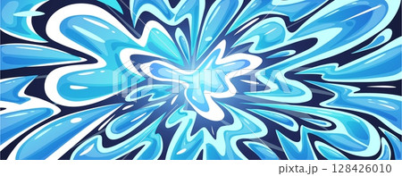 Water explosion background. Liquid splash, blue color comic anime style poster. Burst pattern with drops and light, stream effect nowaday vector design Water explosion background. Liquid splash, blue color comic anime style poster. Burst pattern with drops and light, stream effect nowaday vector design 128426010
