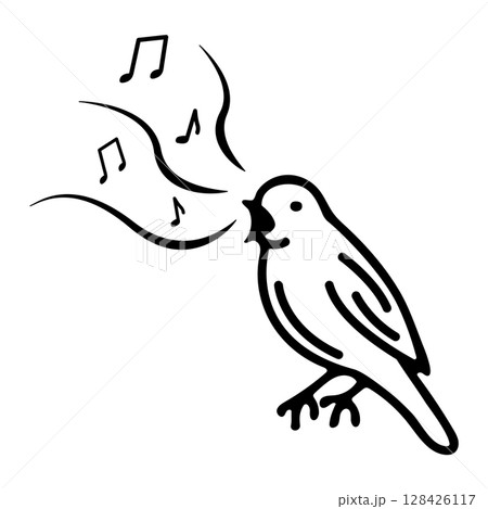 Bird nightingale vector black and white illustration 128426117