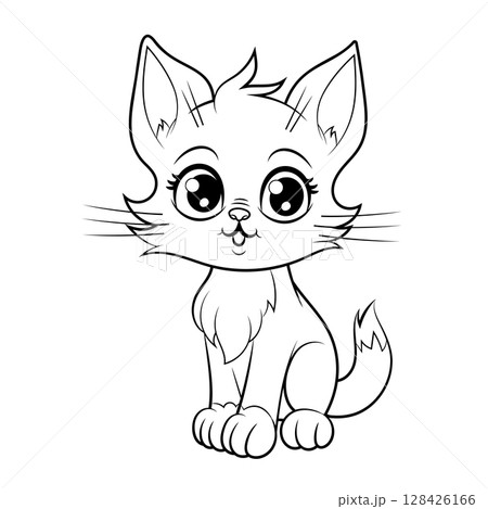 Doodle Vector Illustration of a Cat in Cartoon Style 128426166