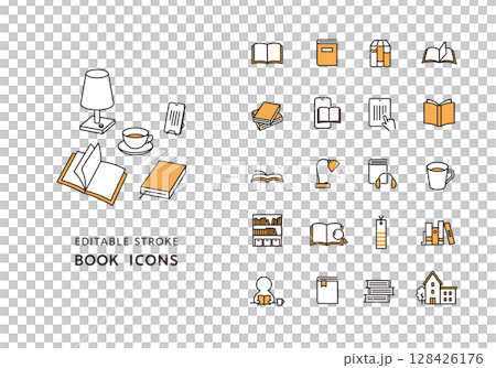 書籍和閱讀相關圖示集(顏色) 書籍和閱讀相關圖示集(顏色) 128426176