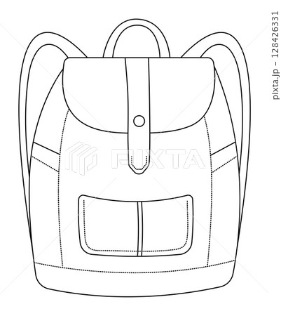 Black line backpack doodle, bag for school and travel, vector thin outline illustration 128426331
