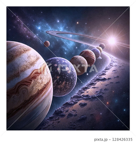 宇宙空間と惑星直列 128426335